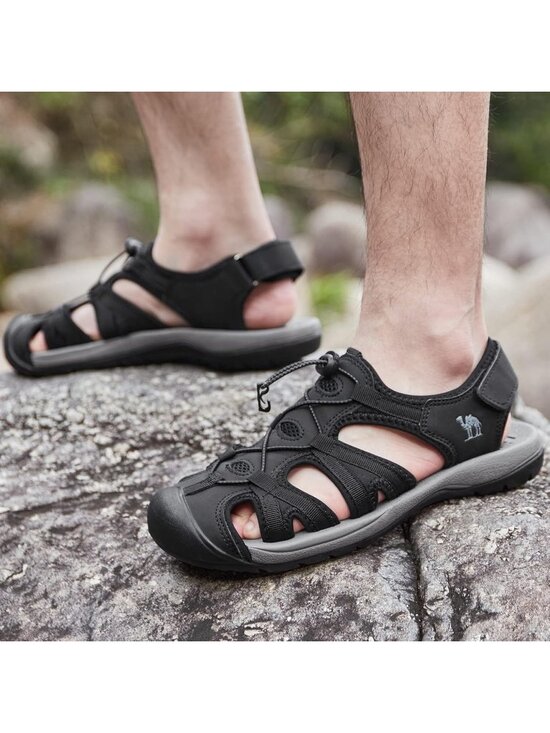 Men\'s Orange Closed Toe Outdoor Beach Hiking Rubber Waterproof Sport Sandals